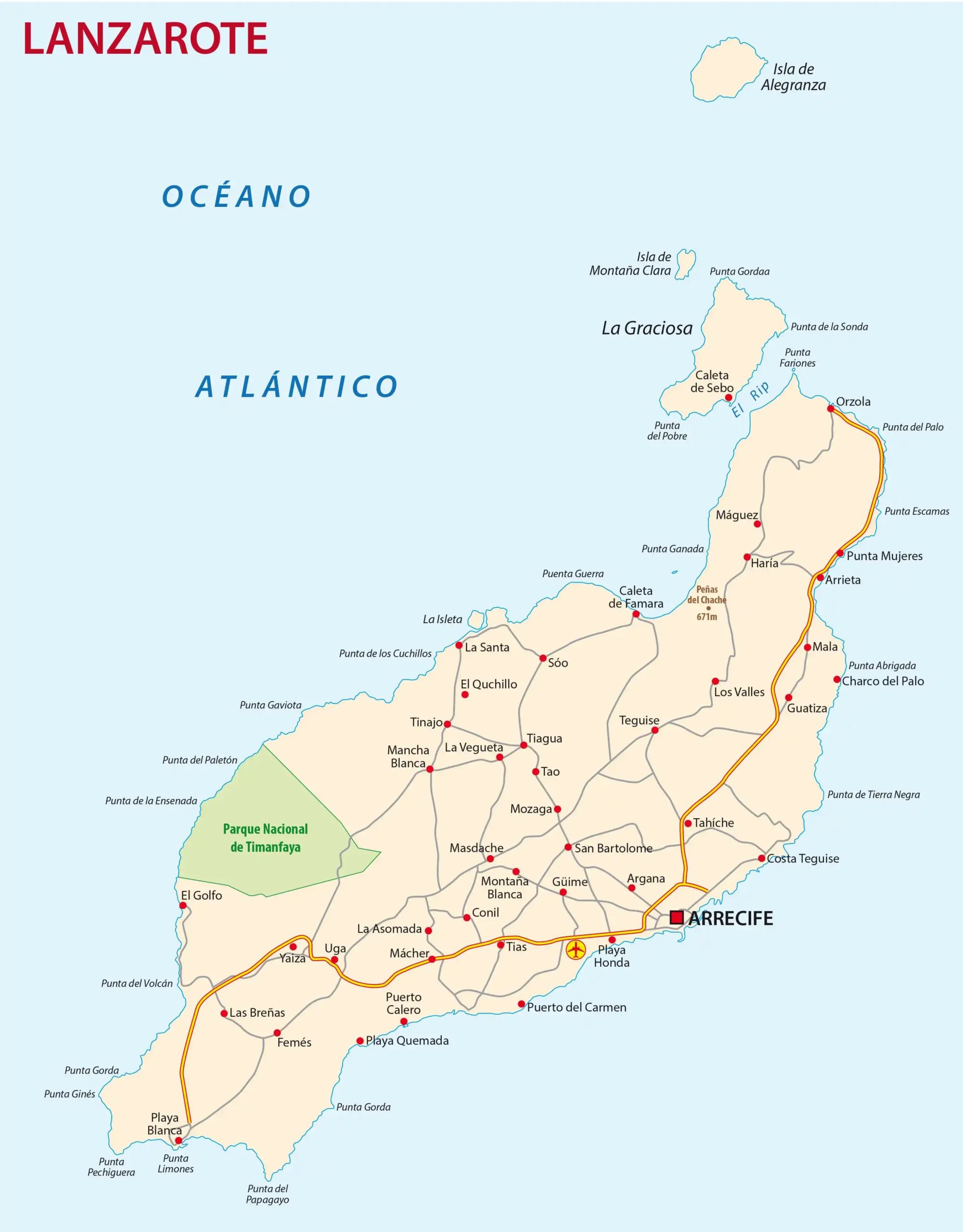 Kaart Lanzarote